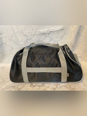 Men's Black Duffel Bag with Gray Straps - Classic Travel & Gym Bag